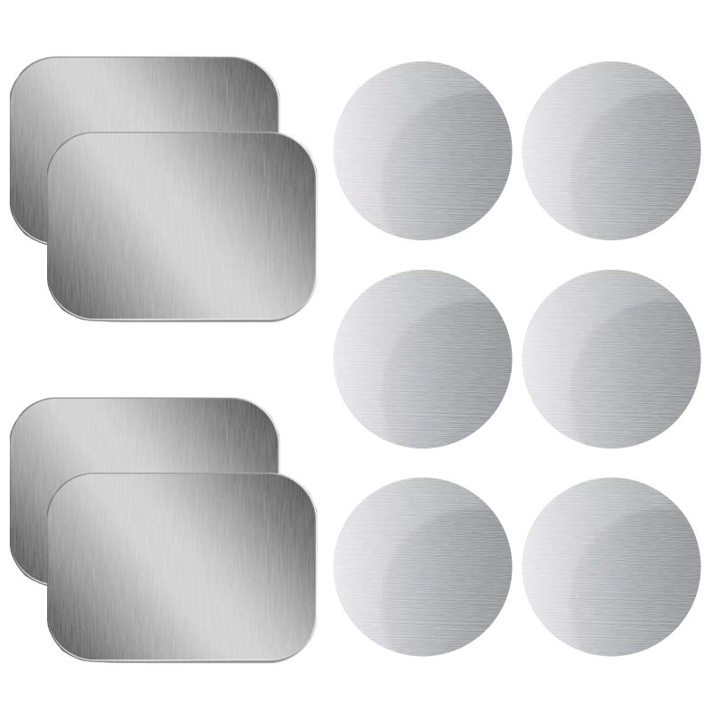 OWLKELA Mount Metal Plate for Phone Magnet Car Mount Holder Cradle with Adhesive, Universal Replacement Sticker Compatible with Magnetic Mounts - 10 Pack Silver (4 Rectangle and 6 Round) - Image 1